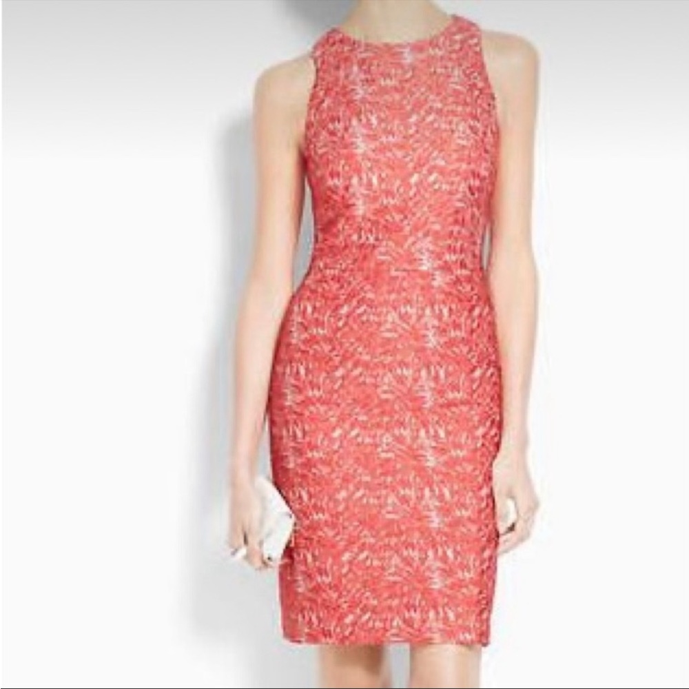 Ann Taylor Jacquard Floral Sheath Dress Coral Size 4 New Textured